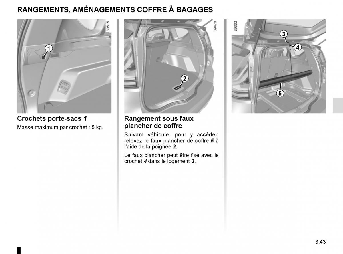 Renault Espace V 5 manuel du proprietaire / page 231