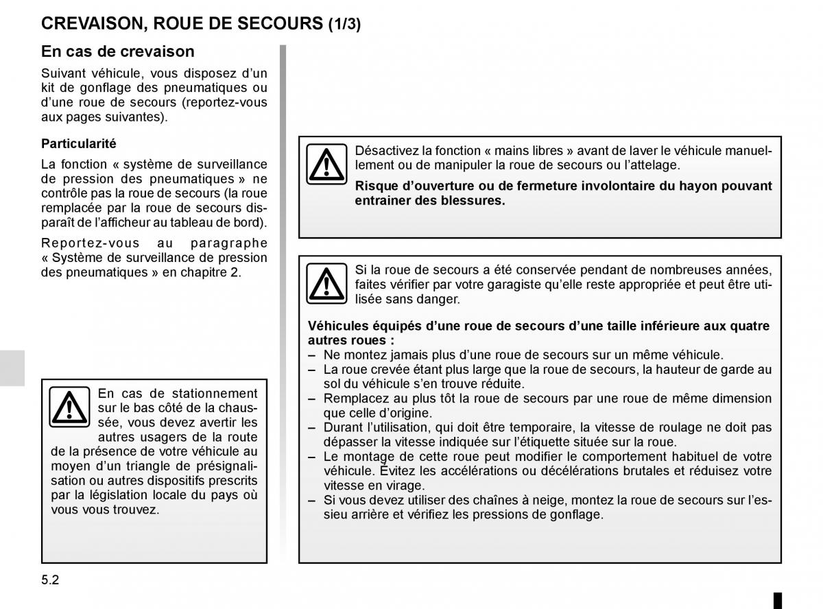 Renault Espace V 5 manuel du proprietaire / page 258