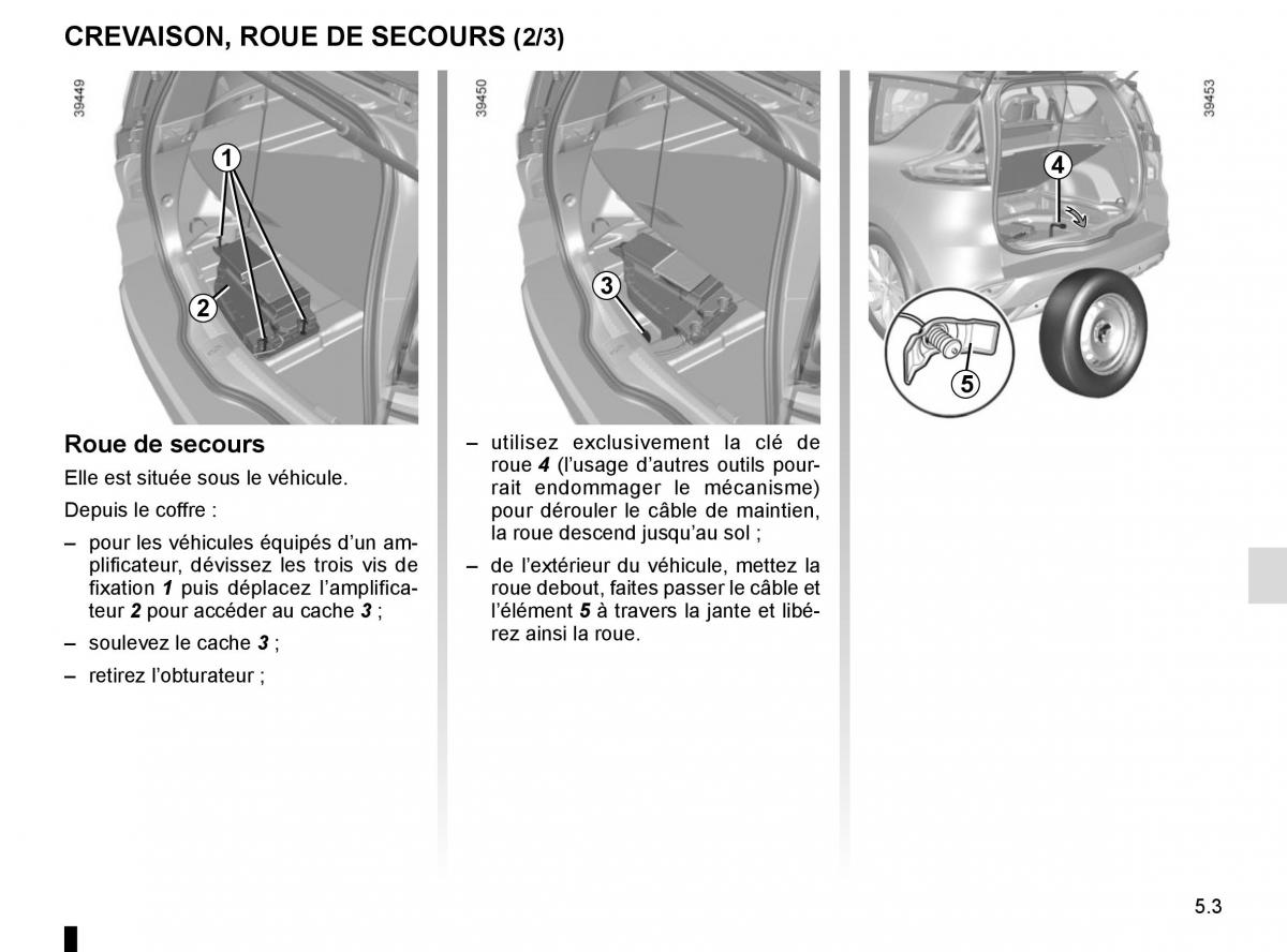 Renault Espace V 5 manuel du proprietaire / page 259