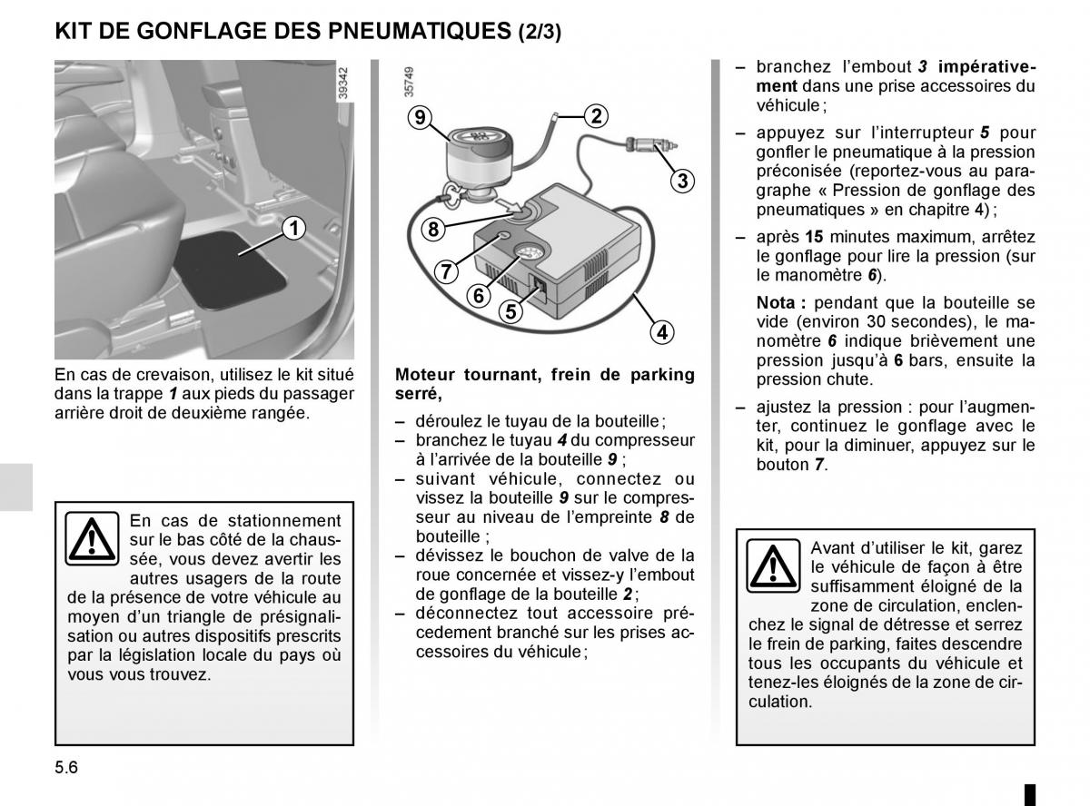 Renault Espace V 5 manuel du proprietaire / page 262