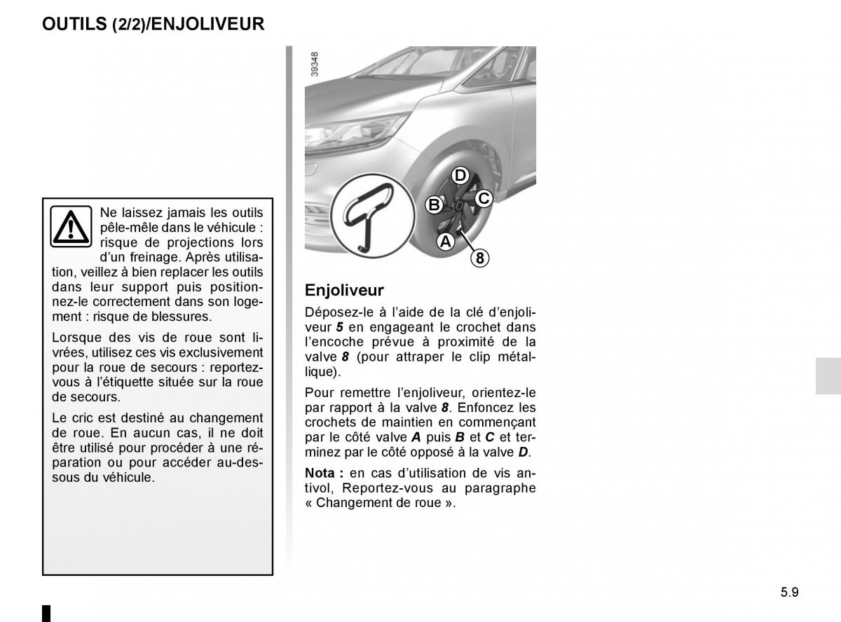 Renault Espace V 5 manuel du proprietaire / page 265