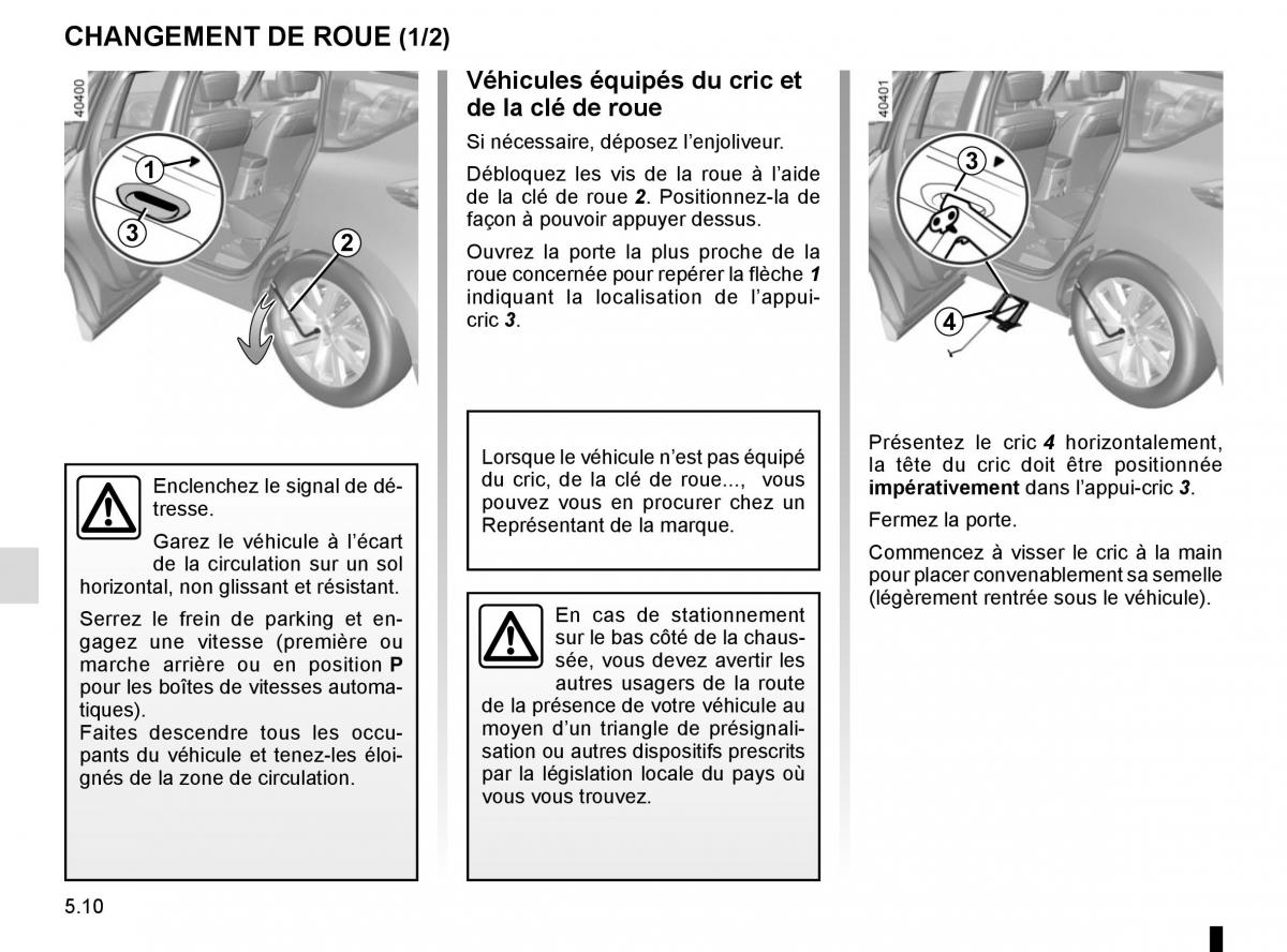 Renault Espace V 5 manuel du proprietaire / page 266