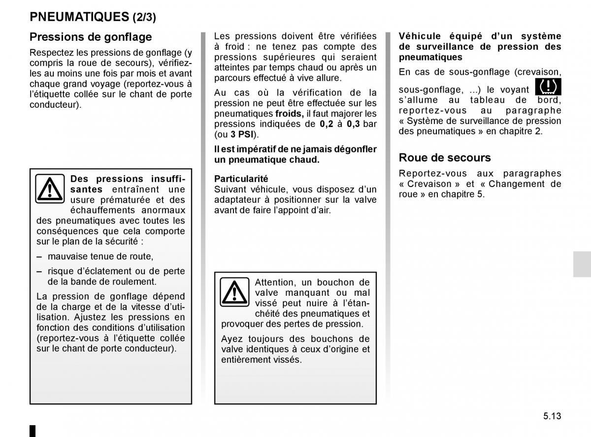 Renault Espace V 5 manuel du proprietaire / page 269