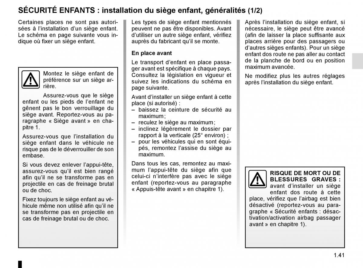 Renault Espace V 5 manuel du proprietaire / page 47