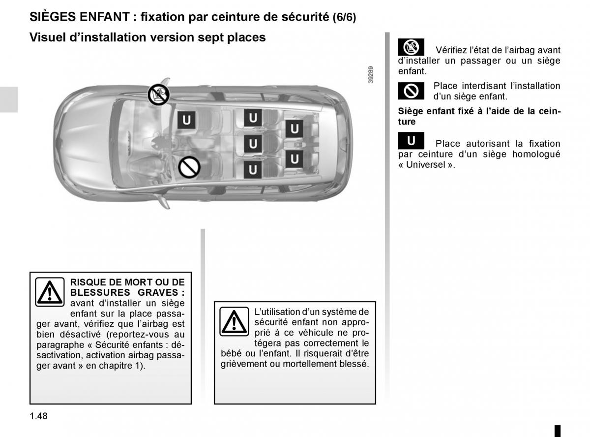 Renault Espace V 5 manuel du proprietaire / page 54