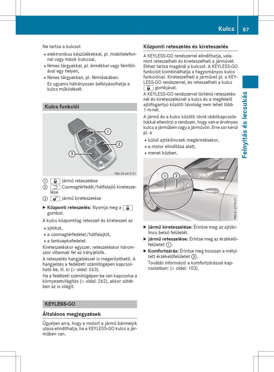 Mercedes E Class W212 Kezelesi utmutato / page 89