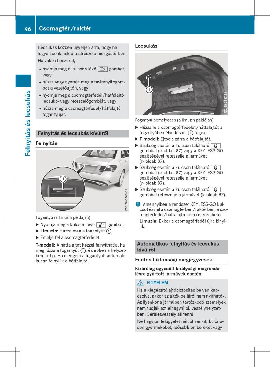 Mercedes E Class W212 Kezelesi utmutato / page 98