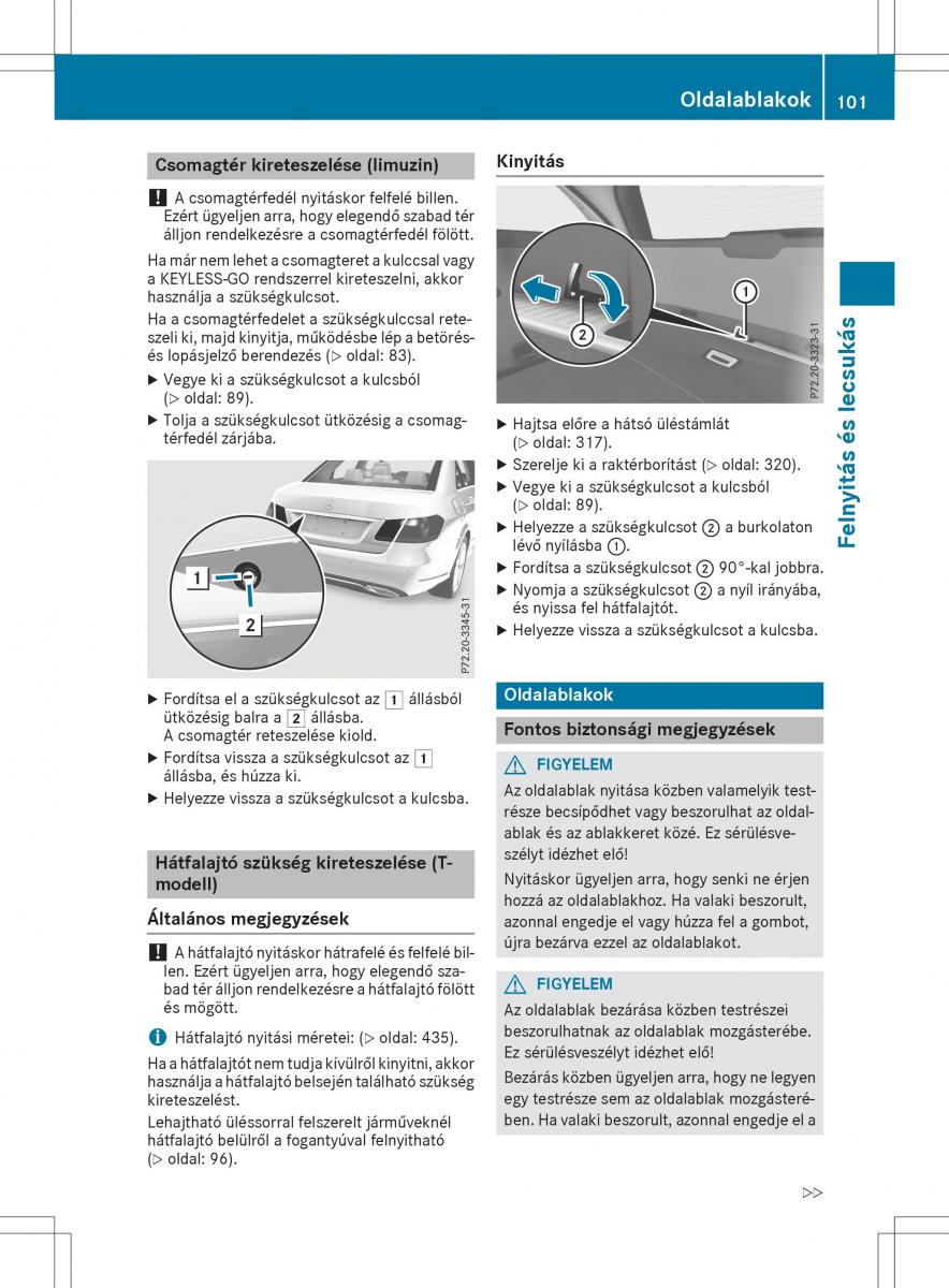 Mercedes E Class W212 Kezelesi utmutato / page 103