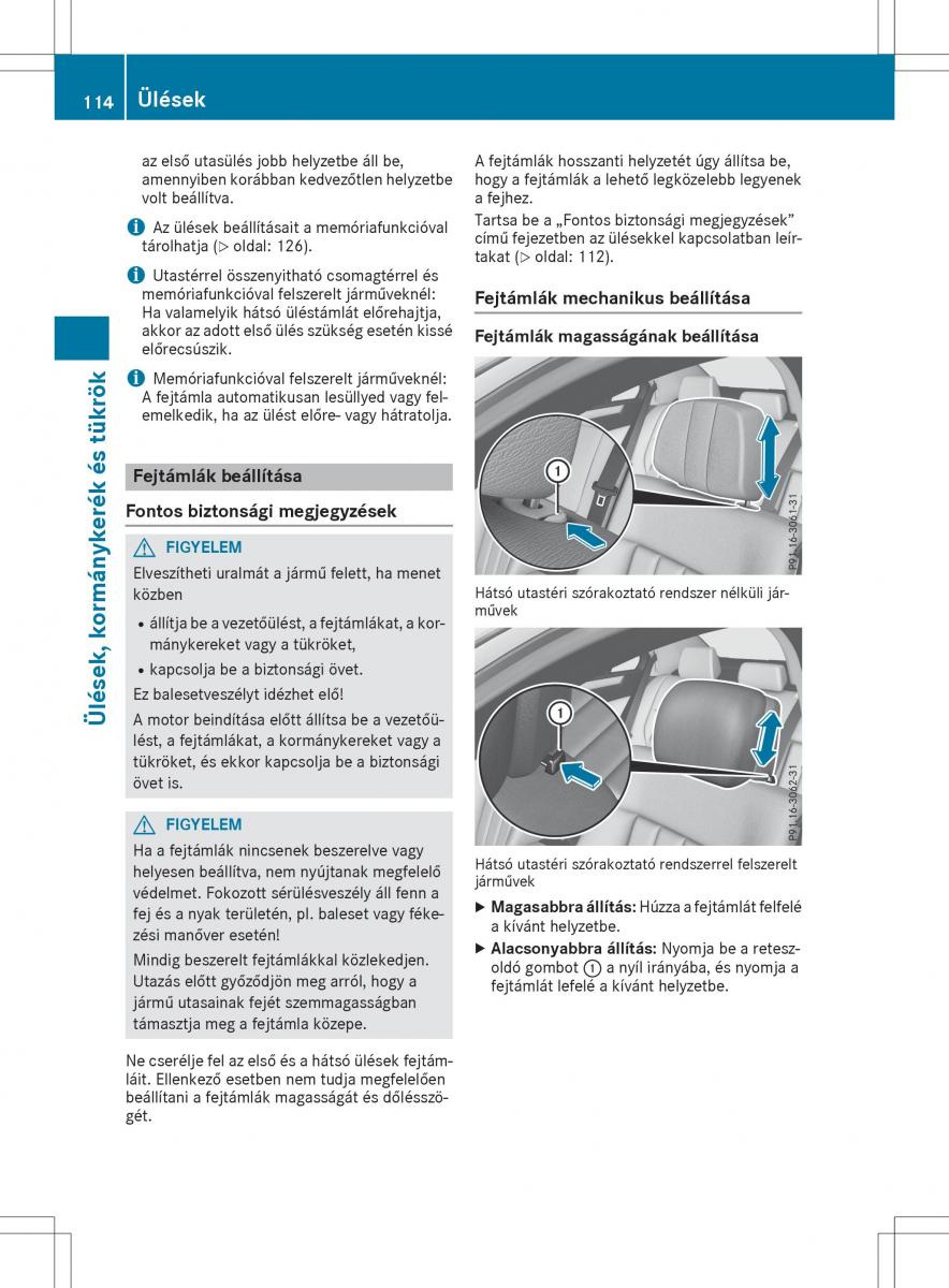 Mercedes E Class W212 Kezelesi utmutato / page 116