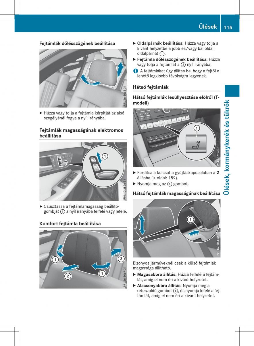 Mercedes E Class W212 Kezelesi utmutato / page 117