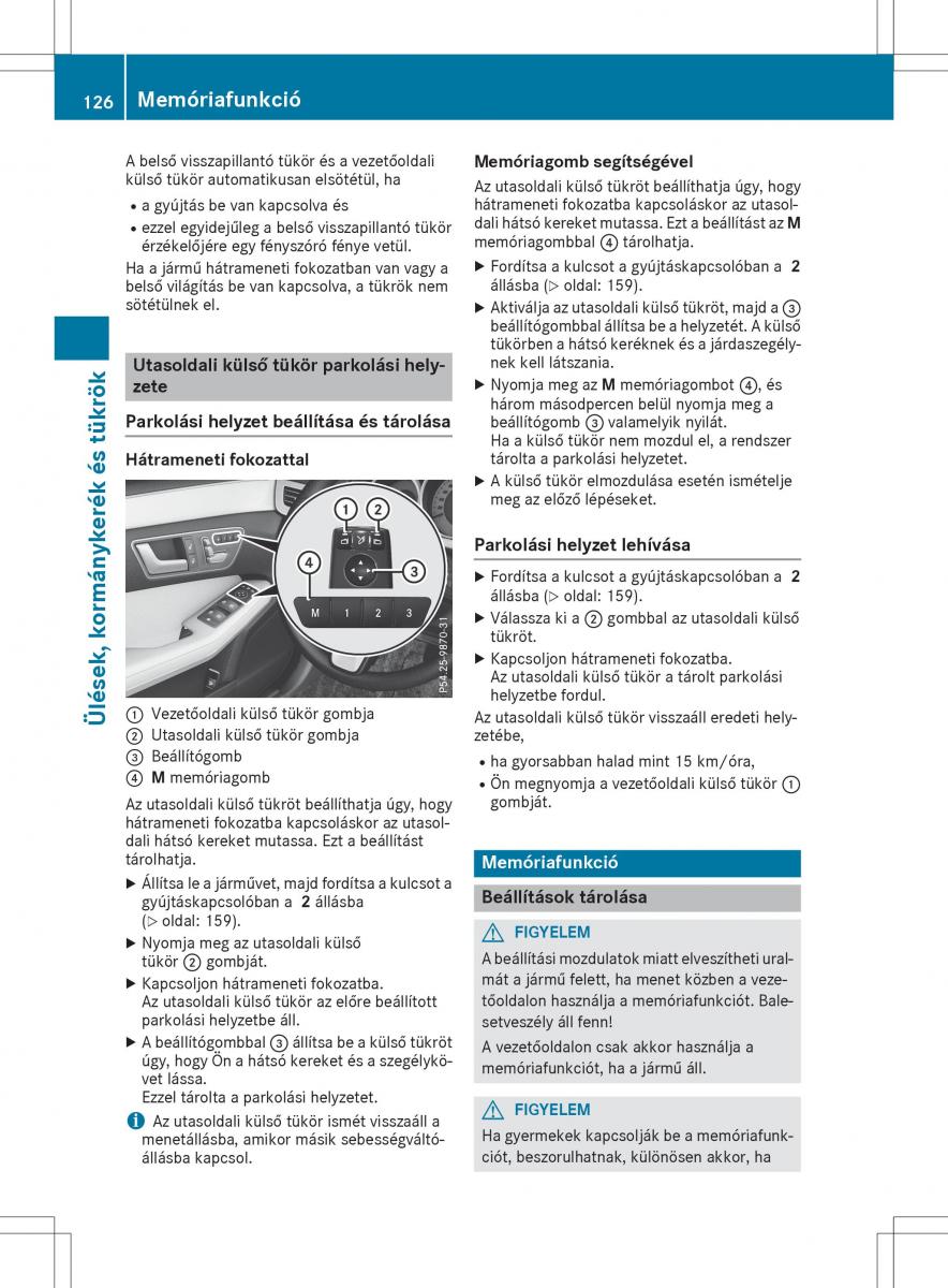 Mercedes E Class W212 Kezelesi utmutato / page 128