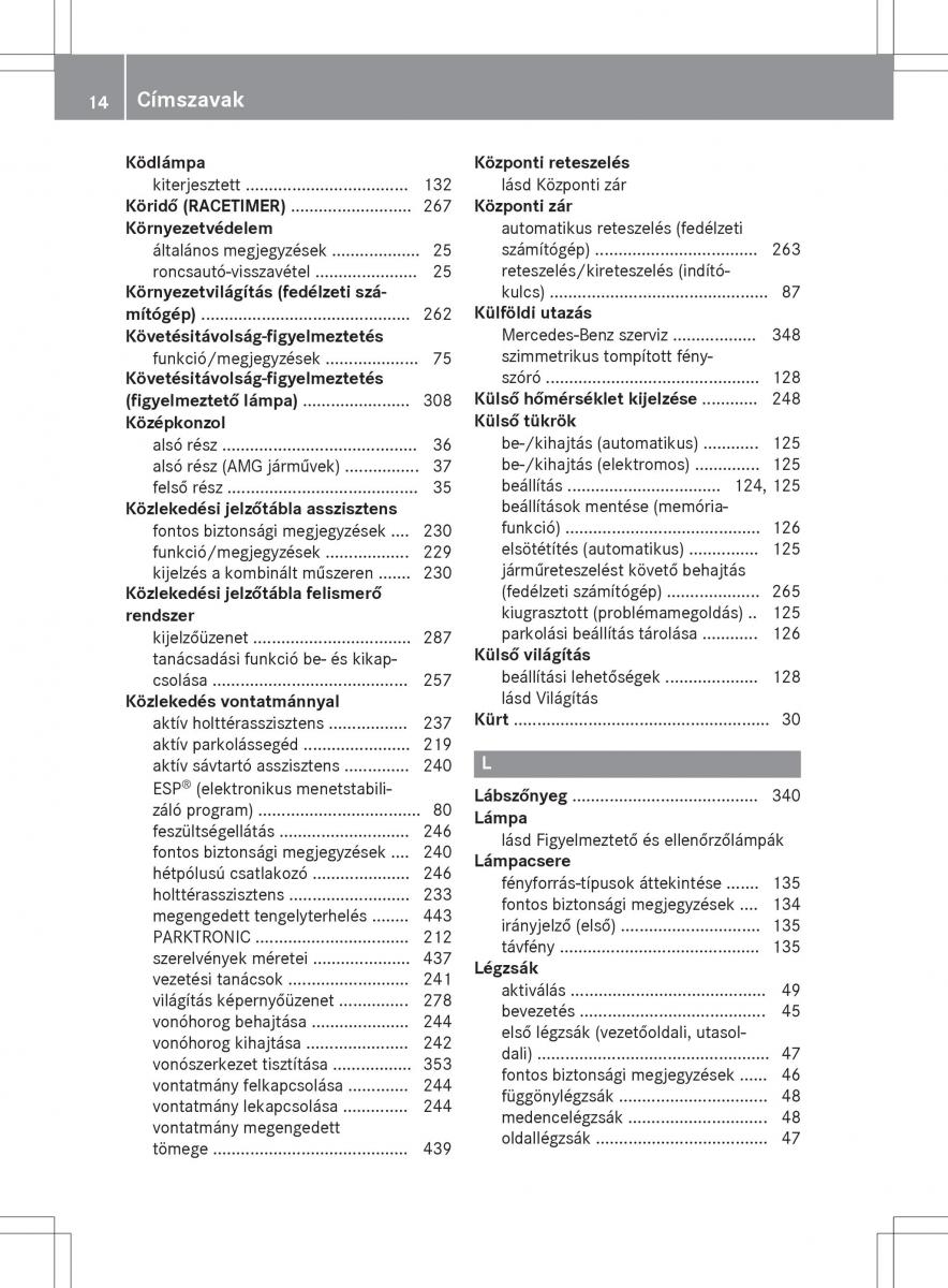 Mercedes E Class W212 Kezelesi utmutato / page 16