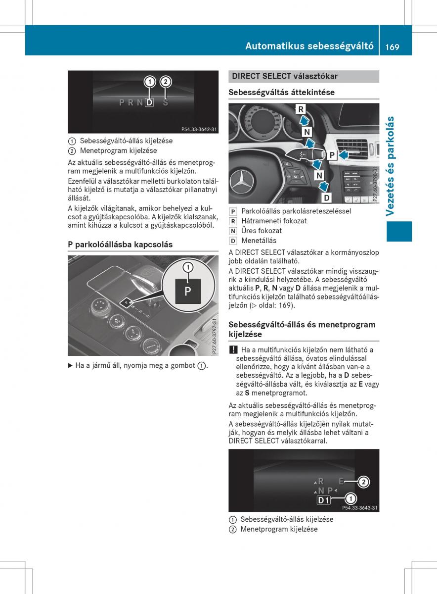 Mercedes E Class W212 Kezelesi utmutato / page 171