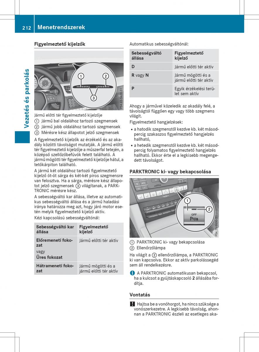 Mercedes E Class W212 Kezelesi utmutato / page 214