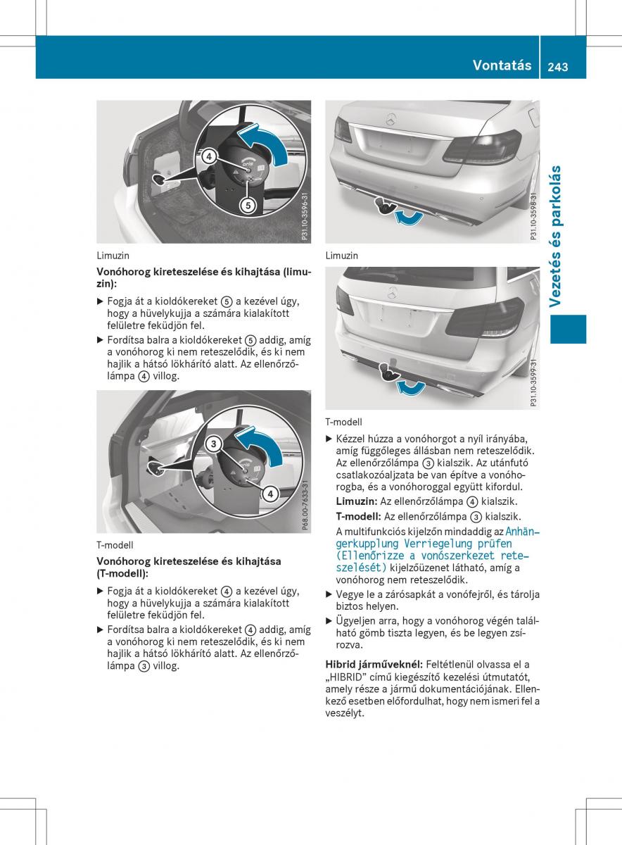 Mercedes E Class W212 Kezelesi utmutato / page 245