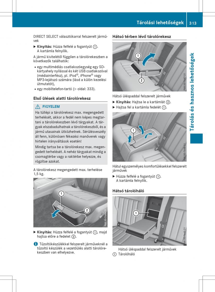 Mercedes E Class W212 Kezelesi utmutato / page 315