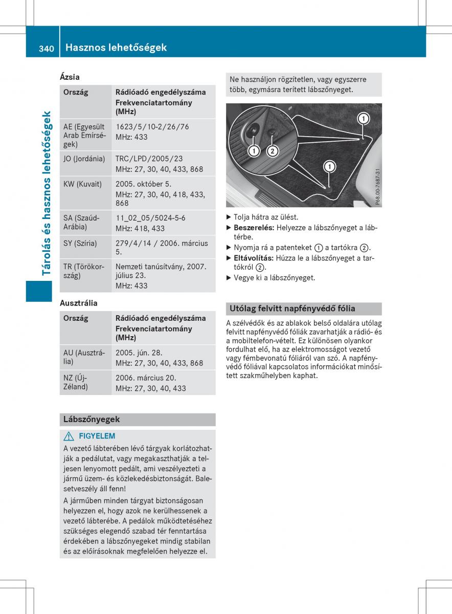 Mercedes E Class W212 Kezelesi utmutato / page 342