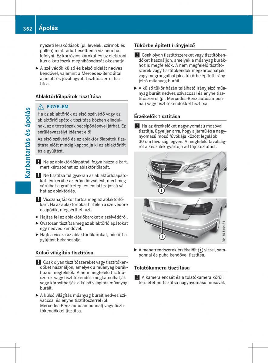 Mercedes E Class W212 Kezelesi utmutato / page 354