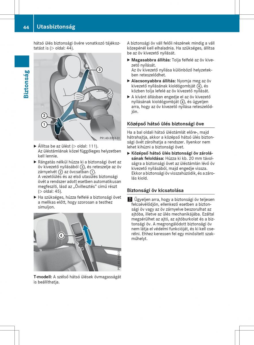 Mercedes E Class W212 Kezelesi utmutato / page 46