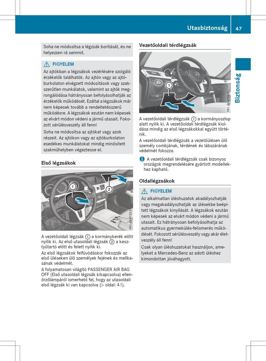 Mercedes E Class W212 Kezelesi utmutato / page 49