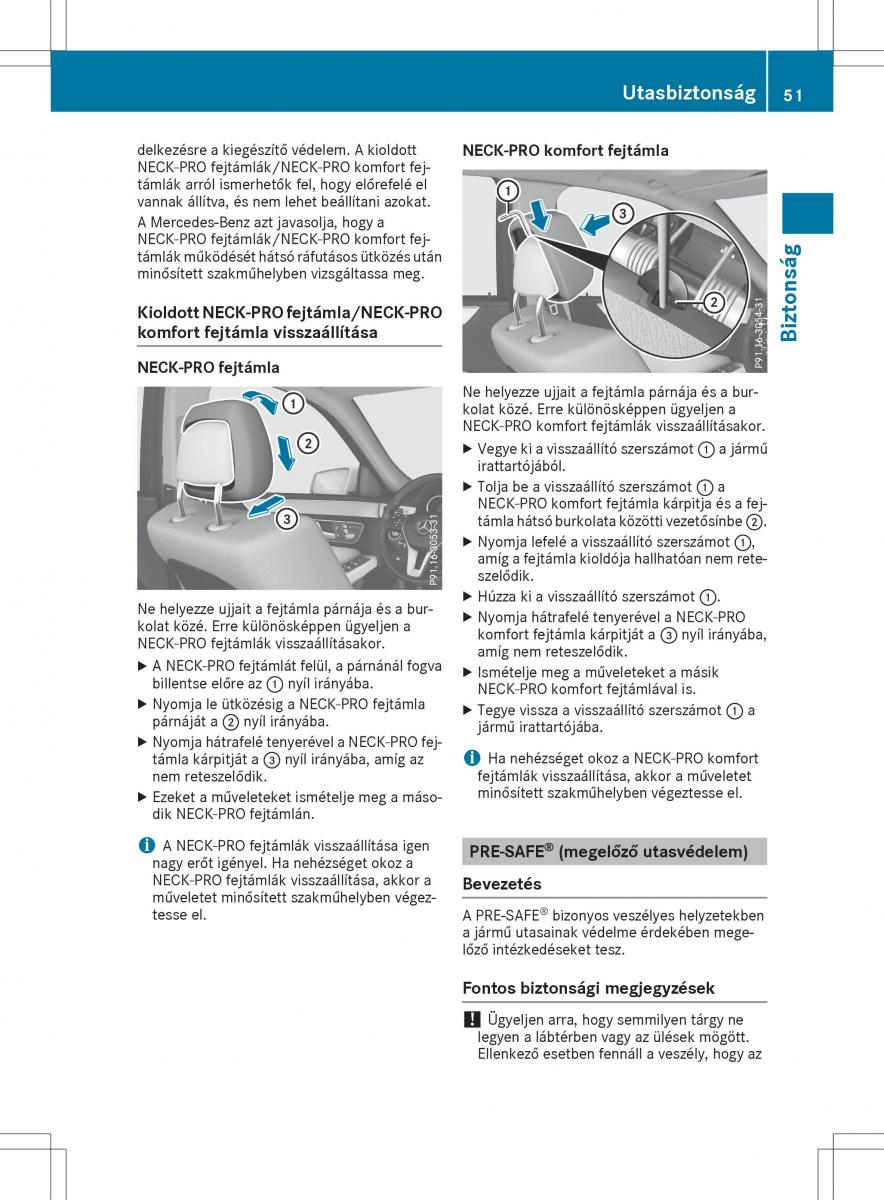 Mercedes E Class W212 Kezelesi utmutato / page 53