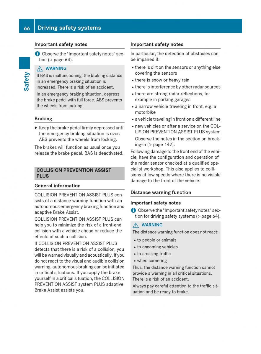 Mercedes GLA W212 X156 owners manual / page 68