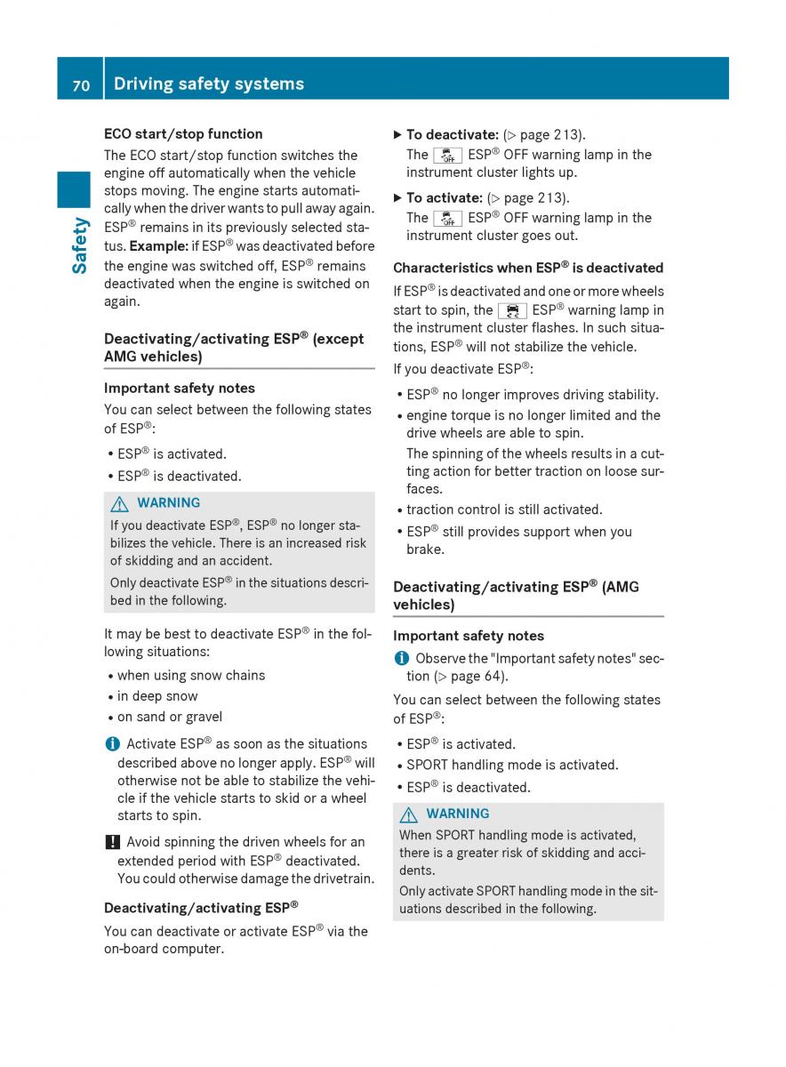 Mercedes GLA W212 X156 owners manual / page 72