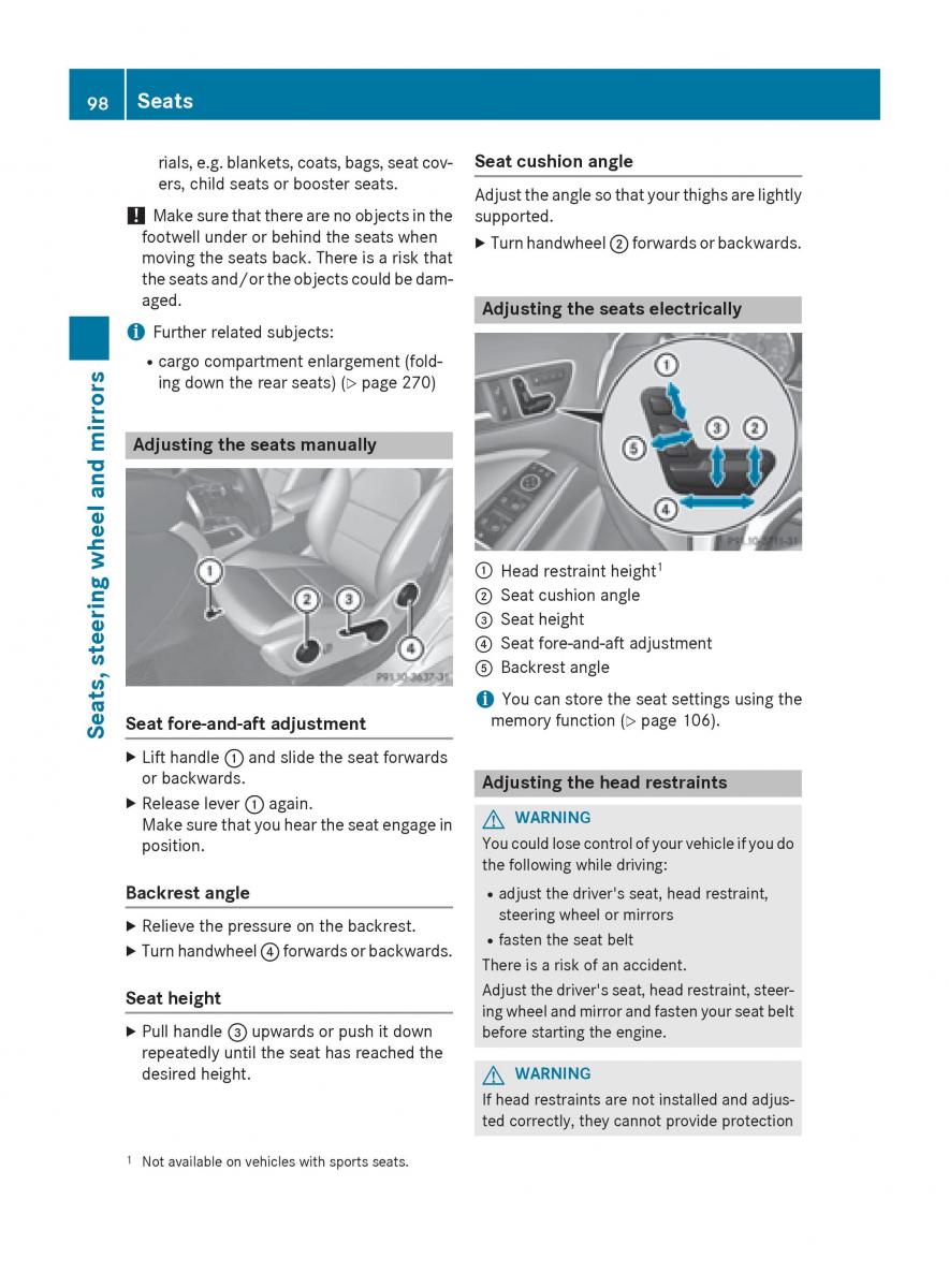 Mercedes GLA W212 X156 owners manual / page 100