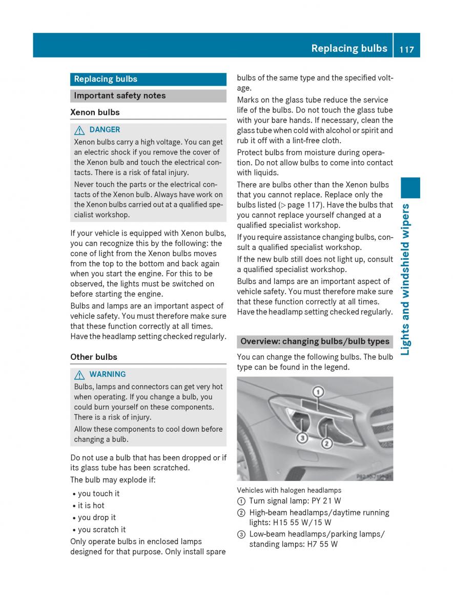 Mercedes GLA W212 X156 owners manual / page 119