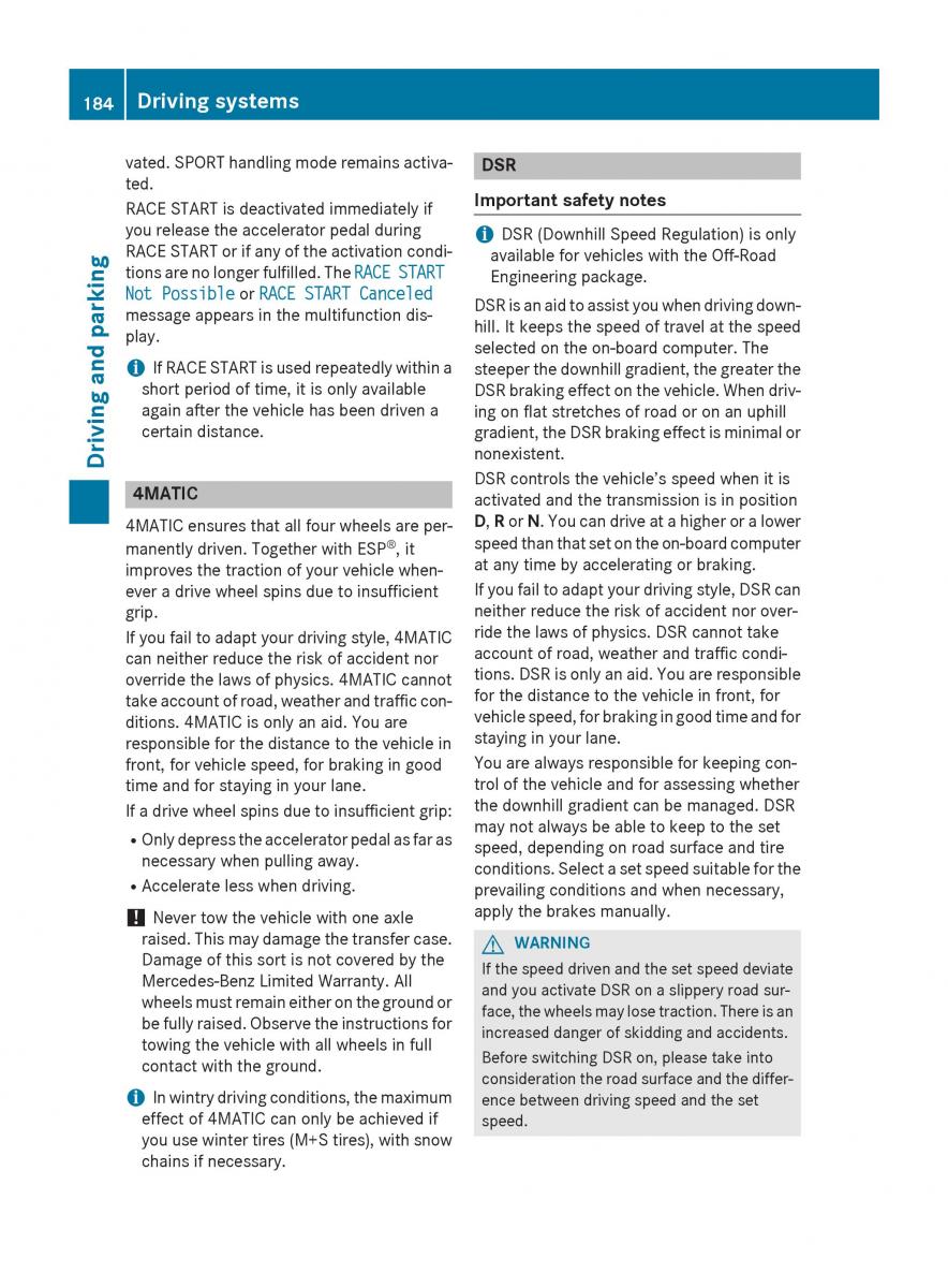 Mercedes GLA W212 X156 owners manual / page 186