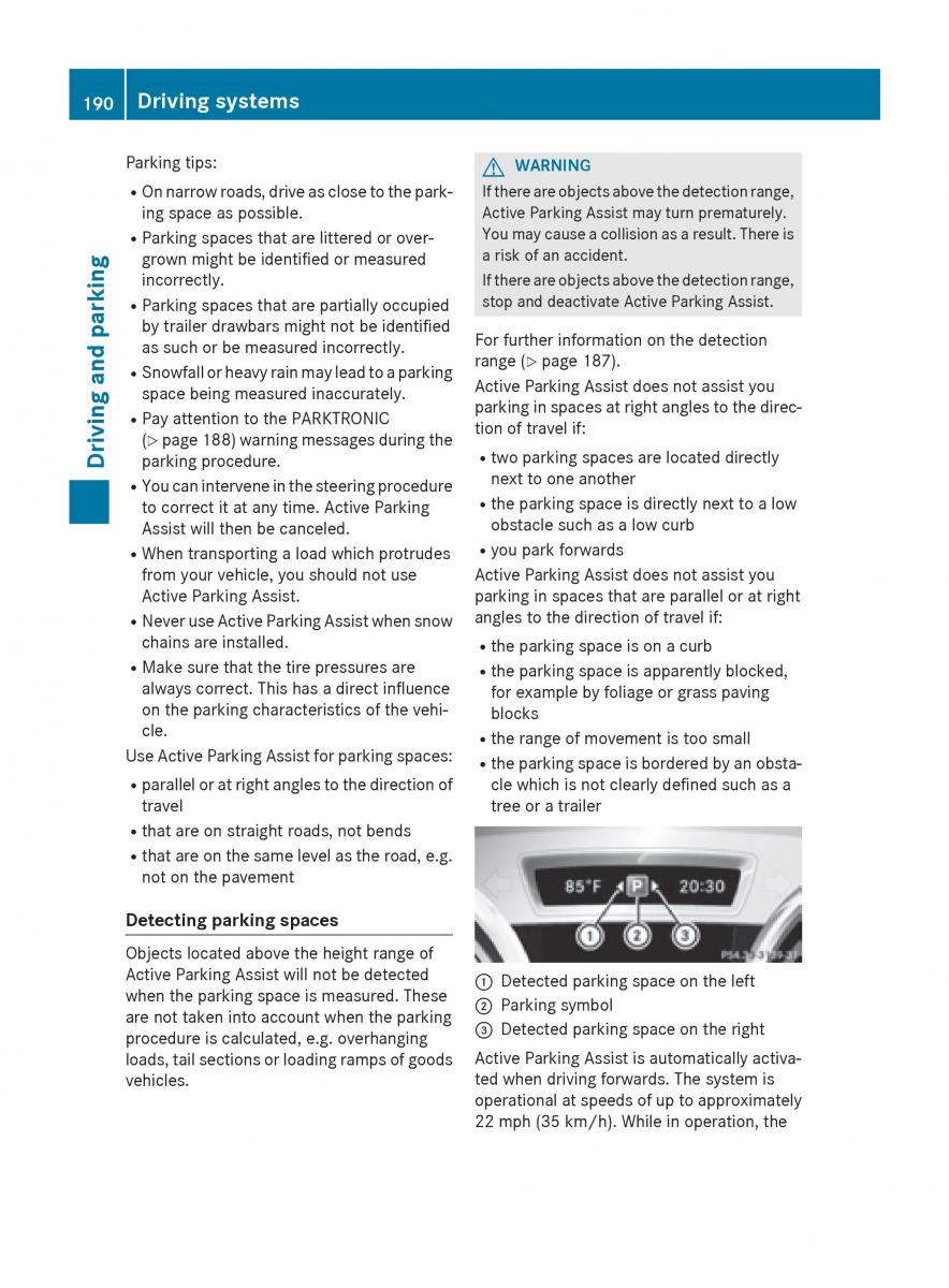 Mercedes GLA W212 X156 owners manual / page 192