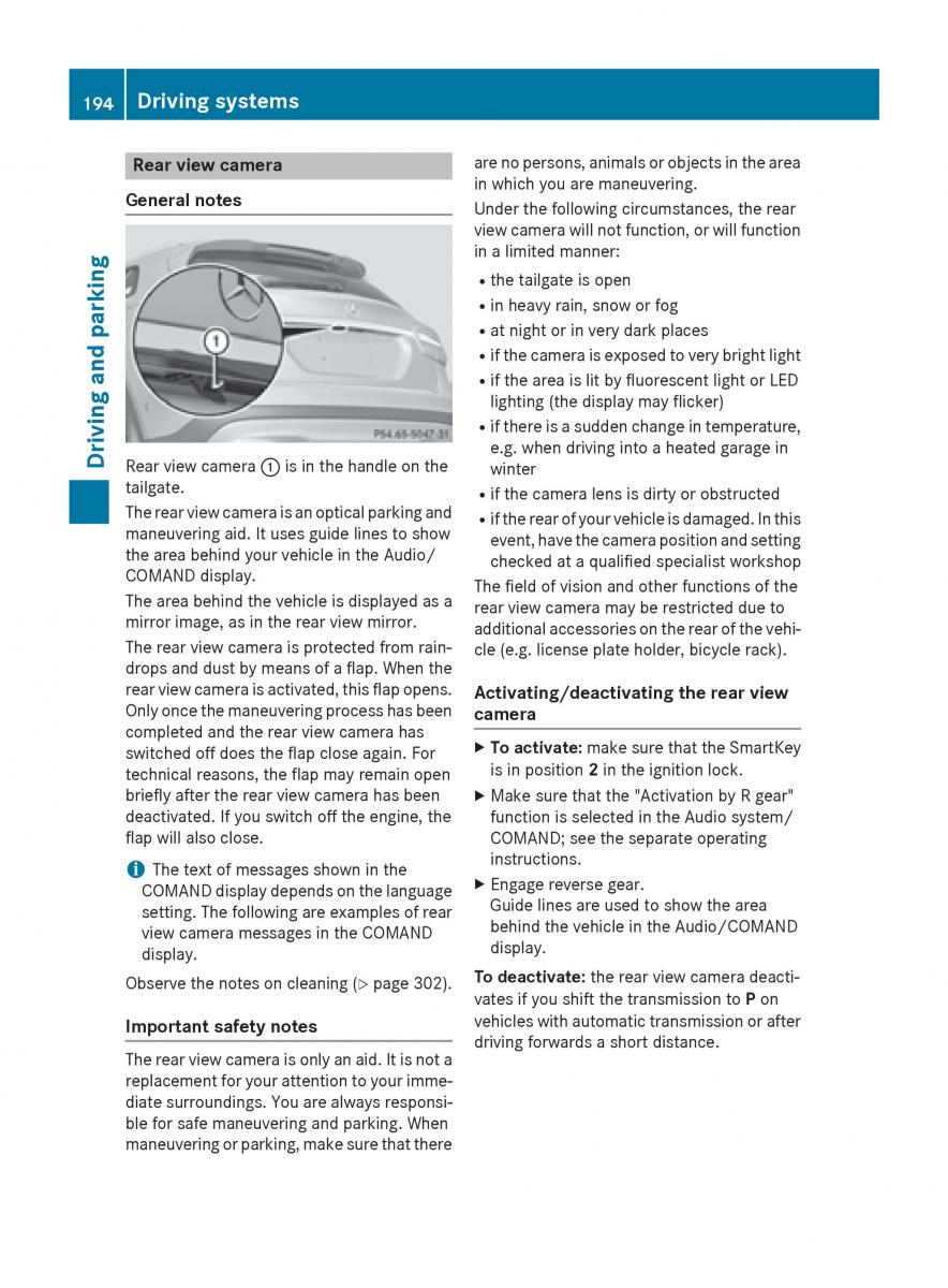 Mercedes GLA W212 X156 owners manual / page 196