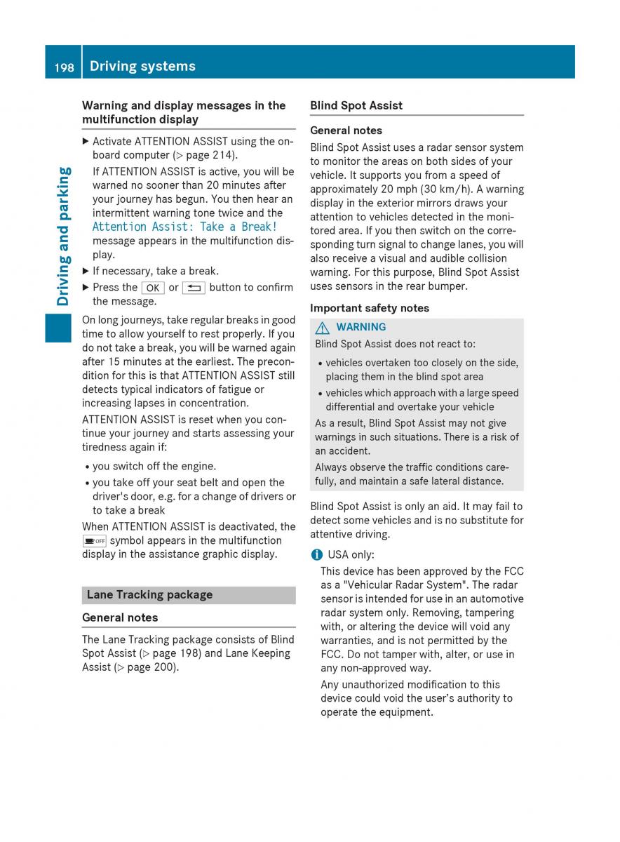 Mercedes GLA W212 X156 owners manual / page 200