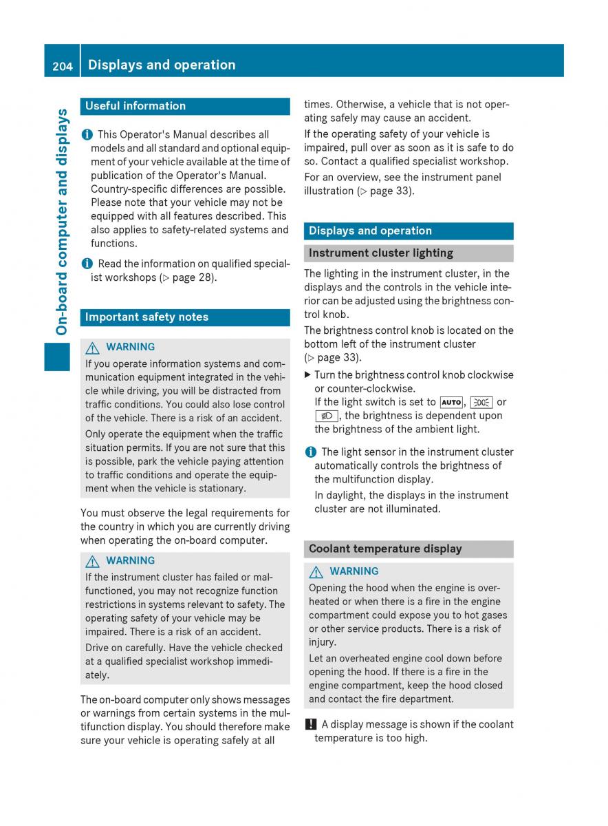 Mercedes GLA W212 X156 owners manual / page 206