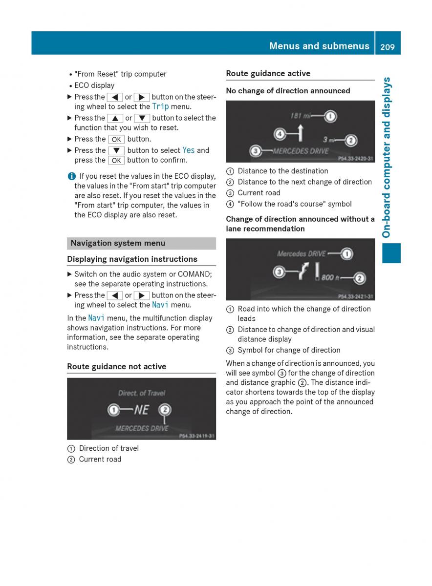 Mercedes GLA W212 X156 owners manual / page 211