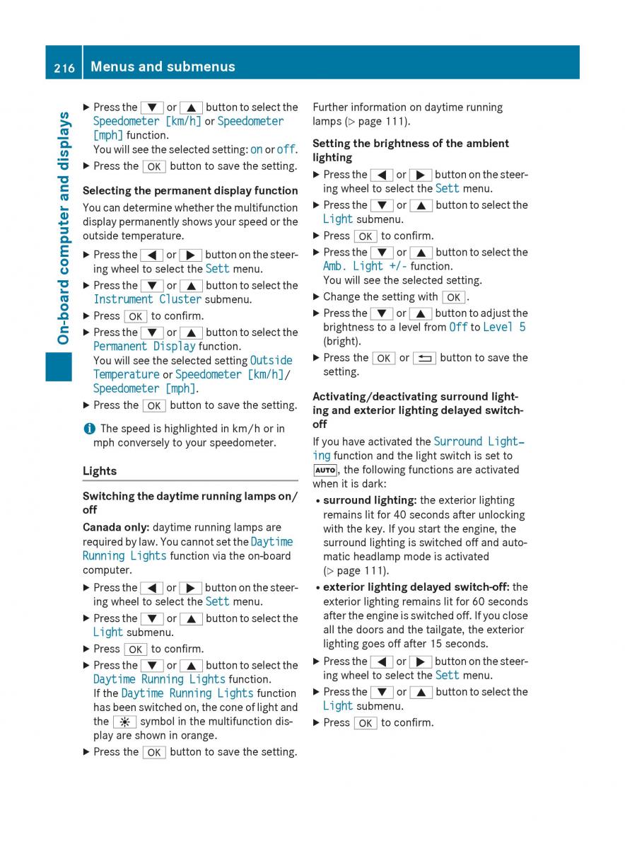 Mercedes GLA W212 X156 owners manual / page 218