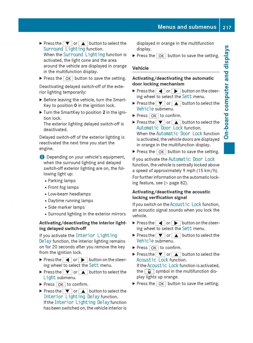 Mercedes GLA W212 X156 owners manual / page 219