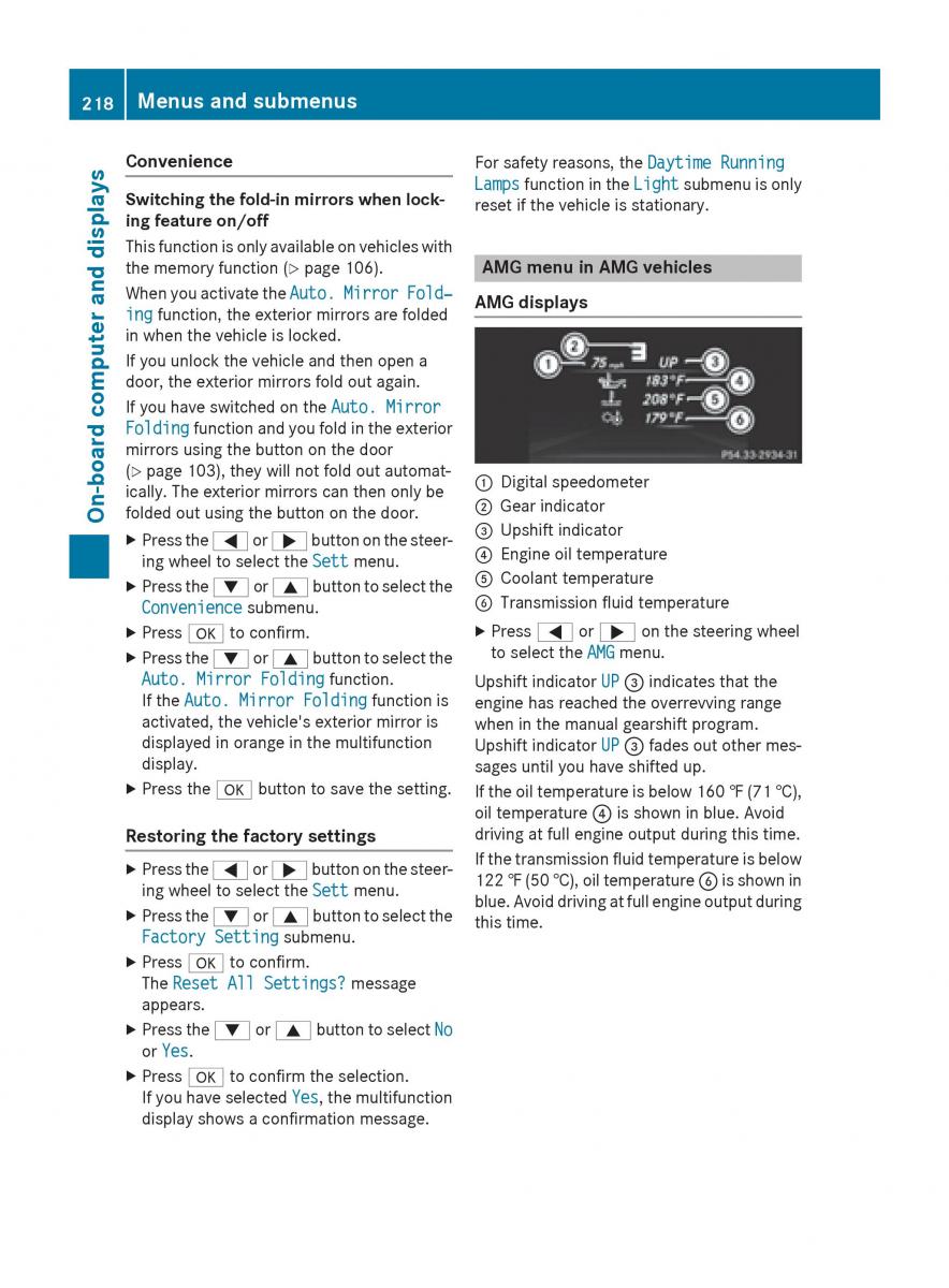 Mercedes GLA W212 X156 owners manual / page 220