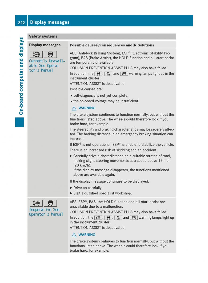 Mercedes GLA W212 X156 owners manual / page 224