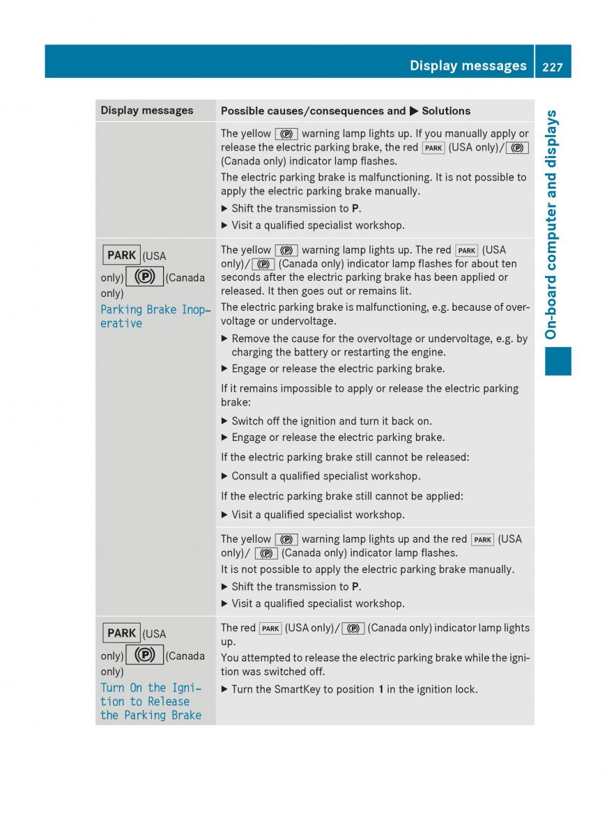 Mercedes GLA W212 X156 owners manual / page 229