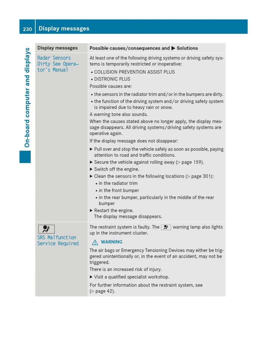 Mercedes GLA W212 X156 owners manual / page 232