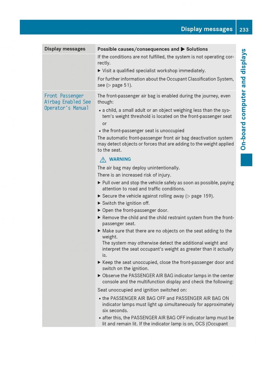 Mercedes GLA W212 X156 owners manual / page 235