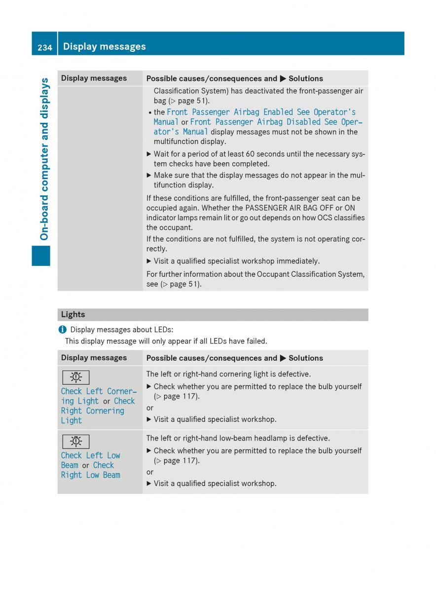 Mercedes GLA W212 X156 owners manual / page 236