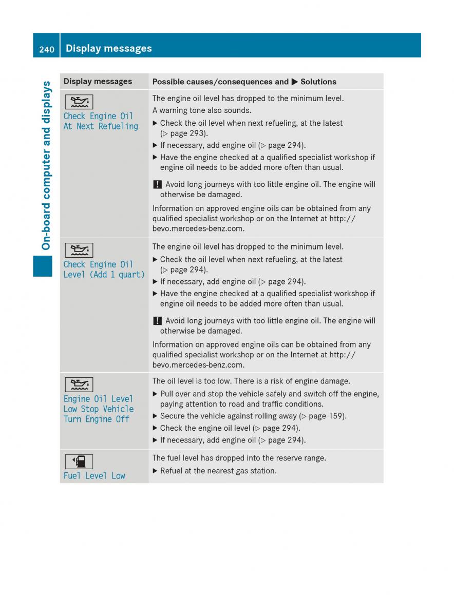 Mercedes GLA W212 X156 owners manual / page 242