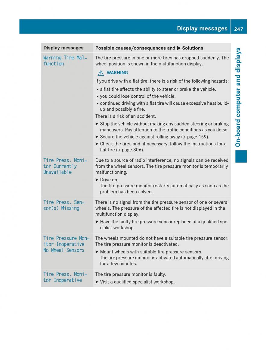 Mercedes GLA W212 X156 owners manual / page 249