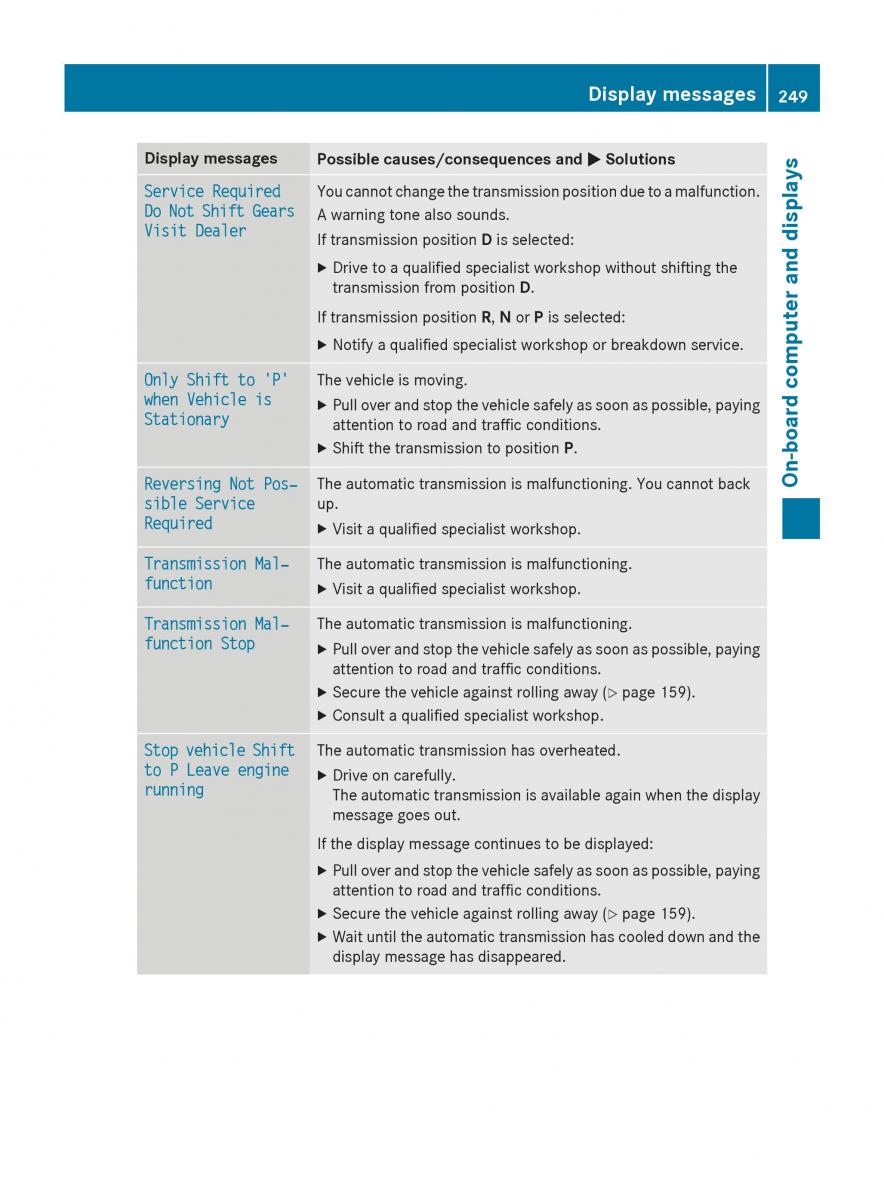 Mercedes GLA W212 X156 owners manual / page 251