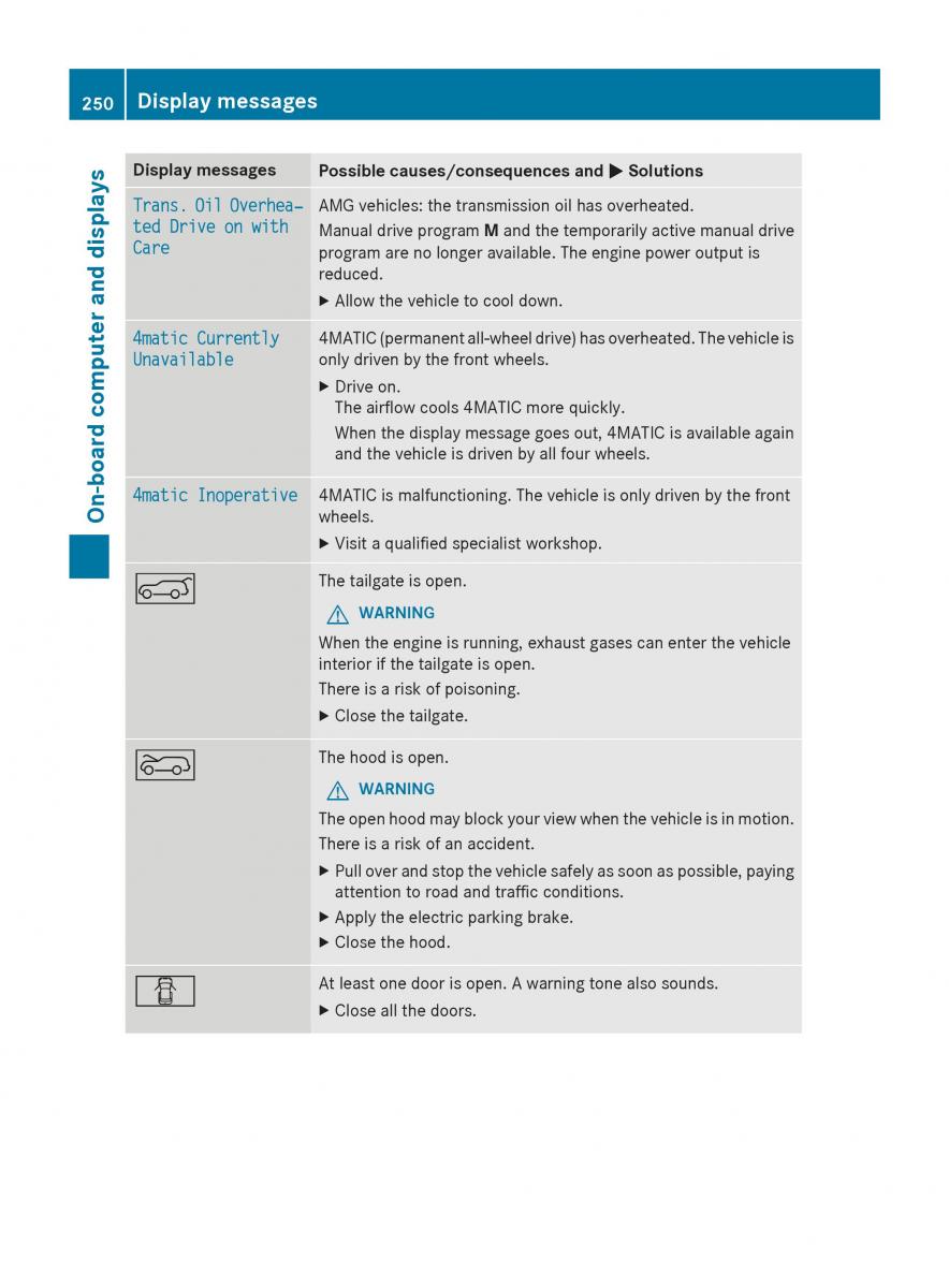 Mercedes GLA W212 X156 owners manual / page 252