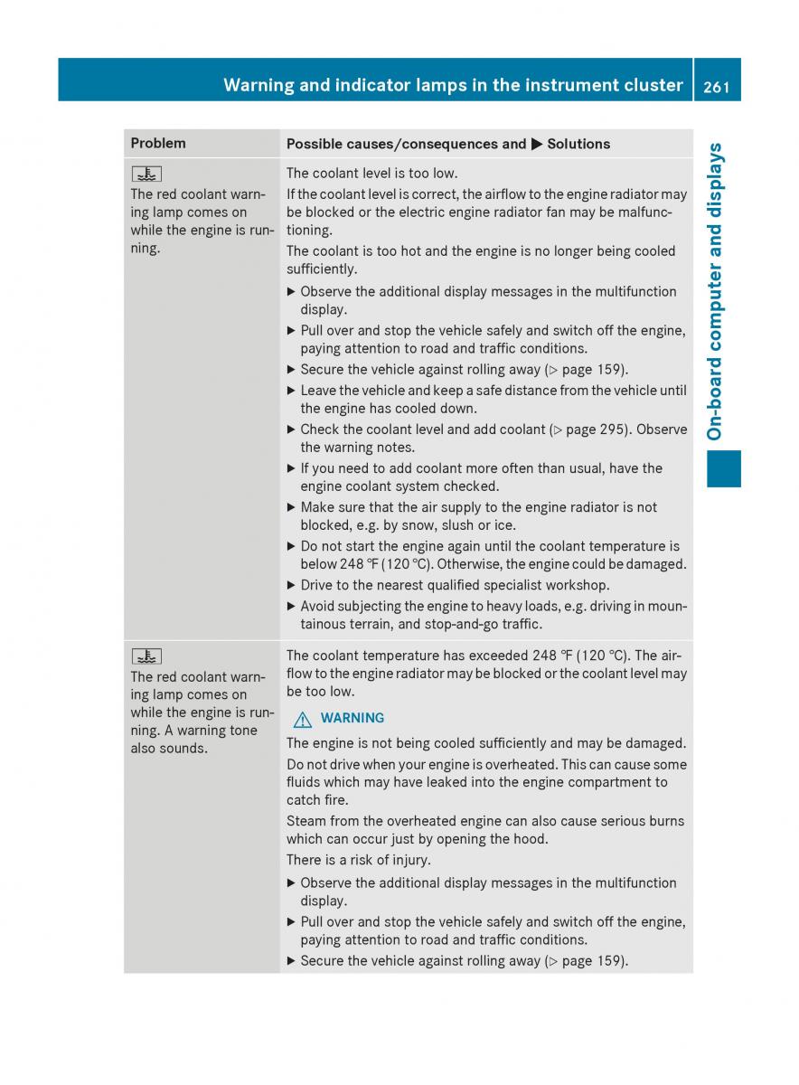 Mercedes GLA W212 X156 owners manual / page 263