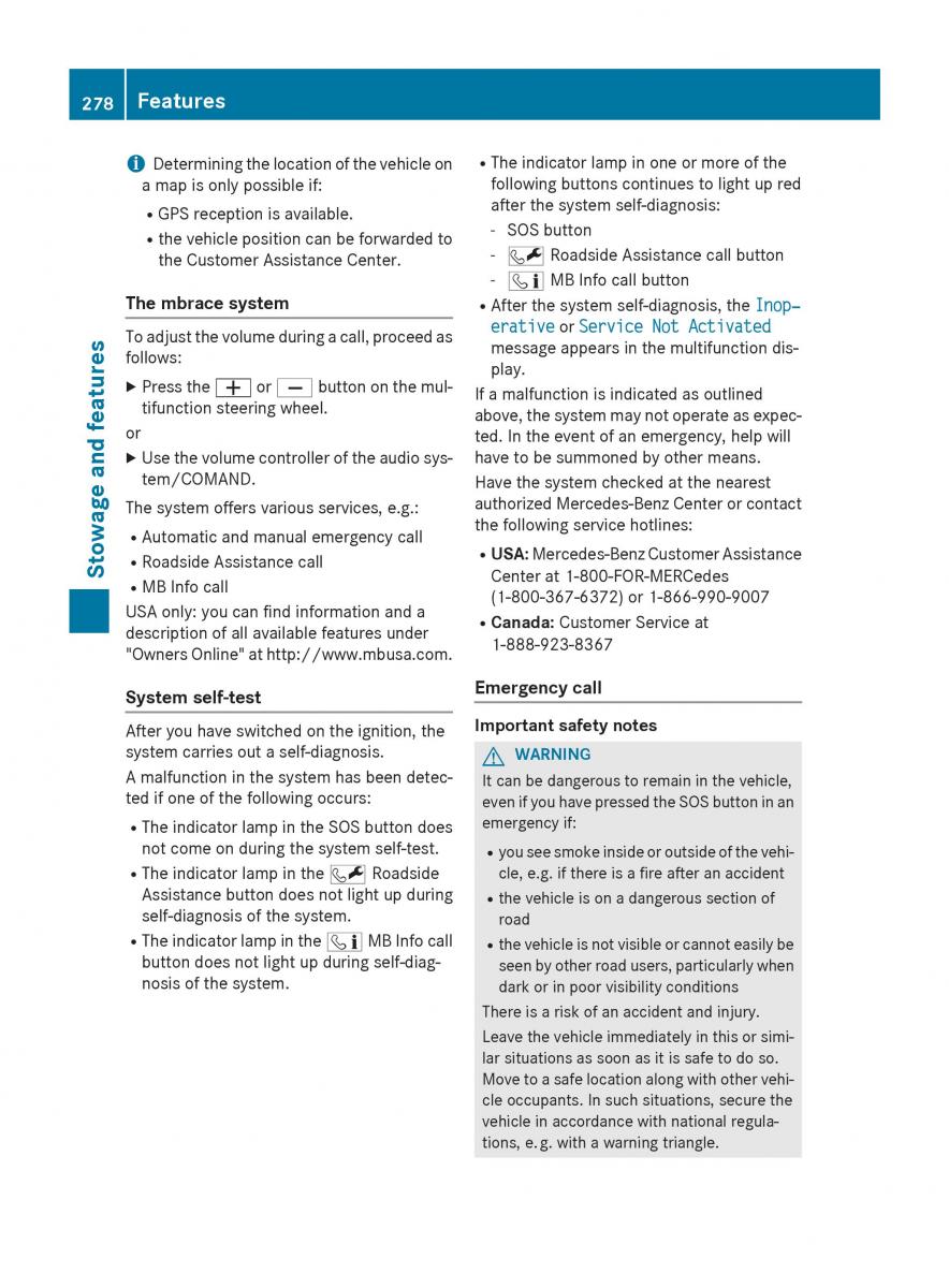 Mercedes GLA W212 X156 owners manual / page 280