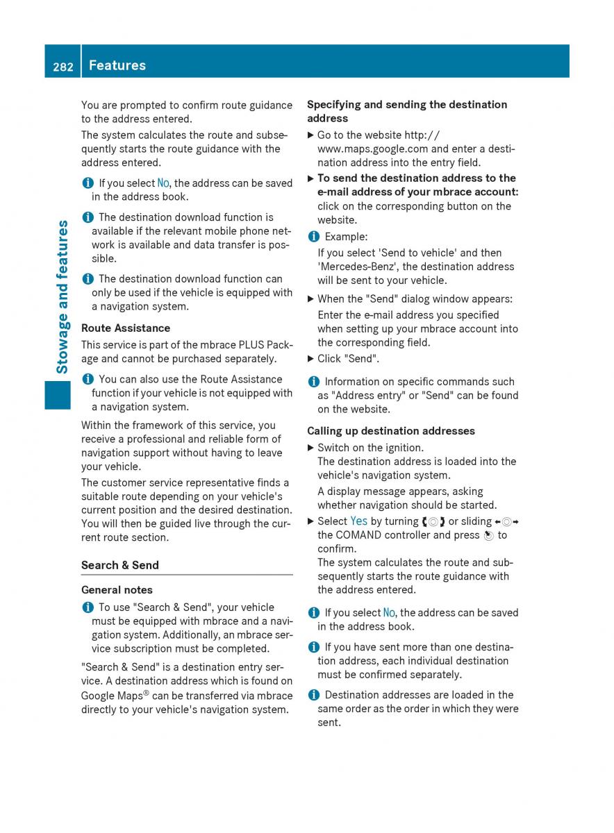 Mercedes GLA W212 X156 owners manual / page 284